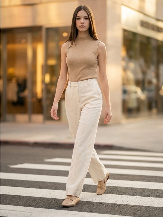 St. John Tops - ST. JOHN WOOL BEIGE MOCKNECK SLEEVELESS SHELL SWEATER TOP SZ L